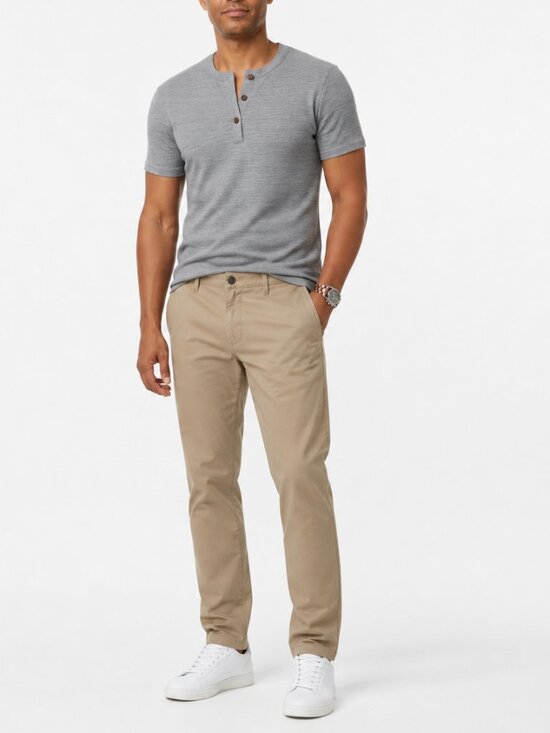 Goodfellow & Co Other - Mens Beige Chino Pants Slim Straight Fit Casual Stretch Size 33 Khaki